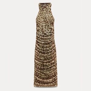 Zara Leopard Print Tulle Midi Dress